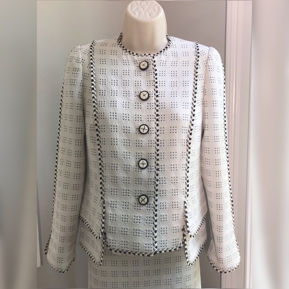 Lourdes Chavez Couture White & Black 3 Piece Designer Suit ~ Women’s 6  $1995 - Picture 7 of 13